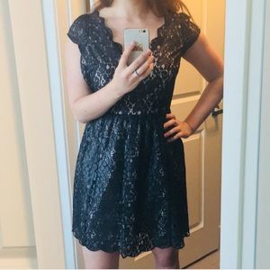 Black lace fit and flare dress